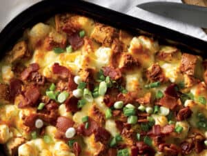 Double-Bacon, Bagel and Egg Casserole