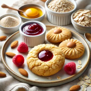 Raspberry Almond Butter Thumbprint Cookies