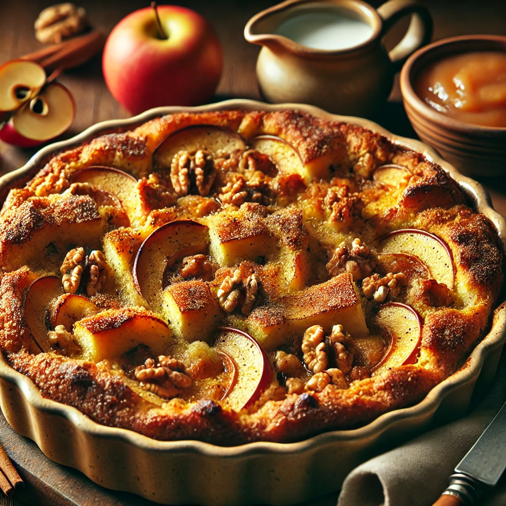 Apple Walnut Strata with Granola and Cinnamon