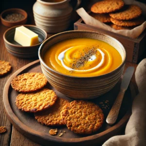Butternut Squash Soup with Gluten-Free Oatcakes