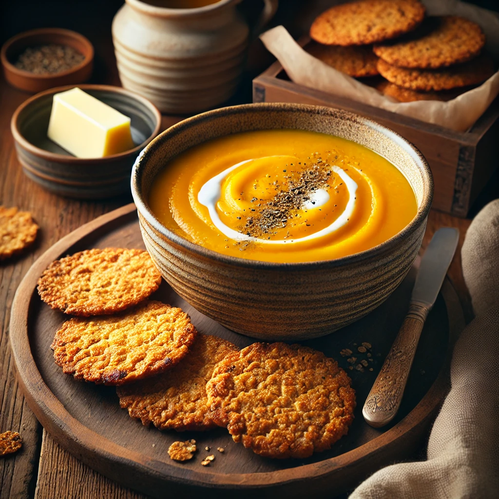 Butternut Squash Soup with Gluten-Free Oatcakes