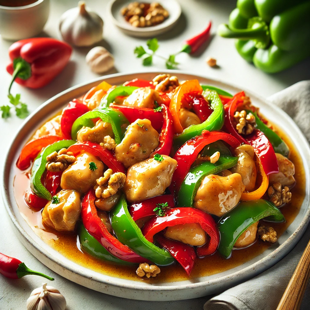 Chicken with Red and Green Bell Peppers