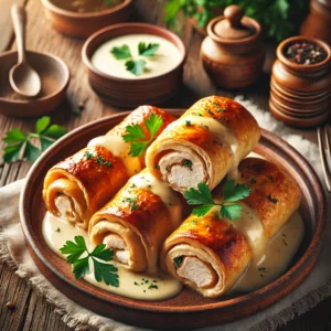 Here is a cozy presentation of Creamy Chicken Roll-Ups, made to look natural and inviting. Let me know if you'd like to refine it further! 🌟🍽️