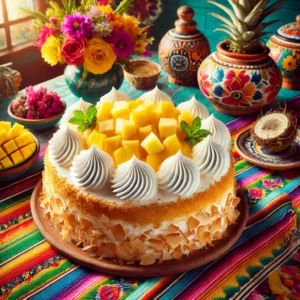 Cuban Nata Cake with Mango, Pineapple, and Coconut