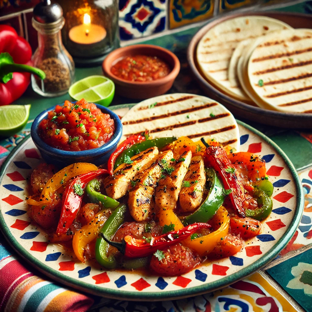 Double Cheese and Chicken Crescent Bake with Authentic Chicken Fajitas & Fresh Salsa