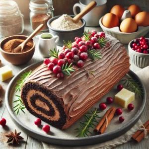 Festive Yule Log Cake