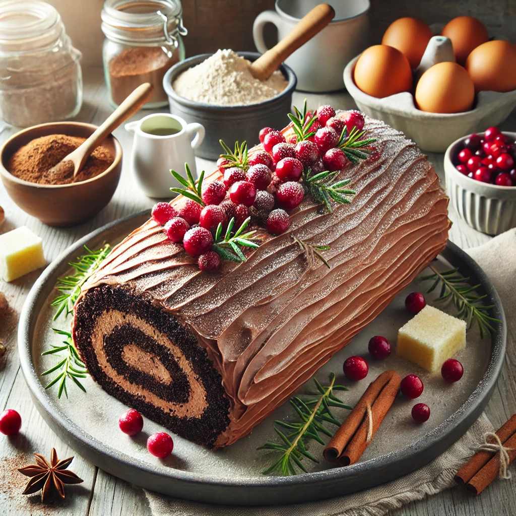 Festive Yule Log Cake
