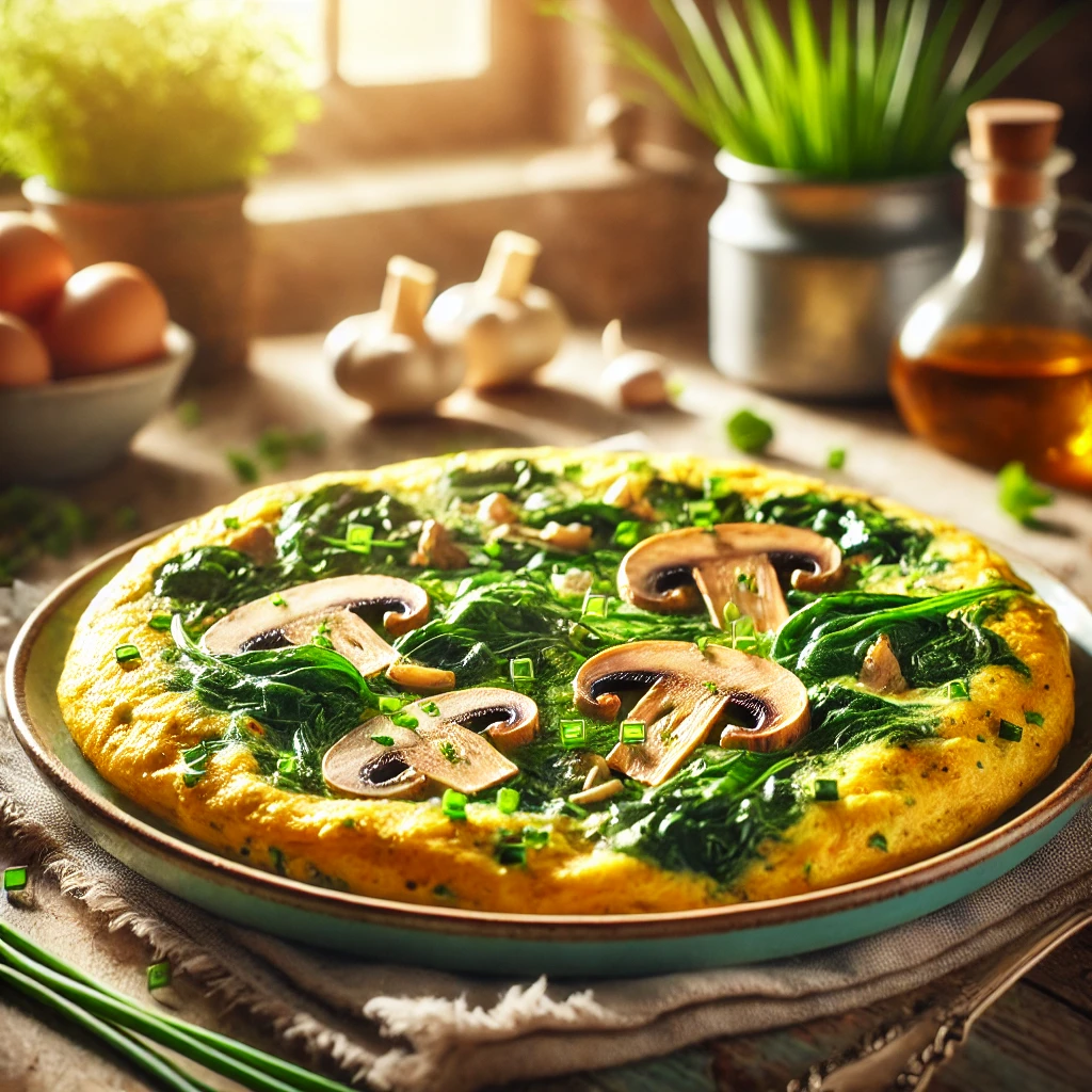 Fresh Herb Omelet with Spinach and Mushrooms