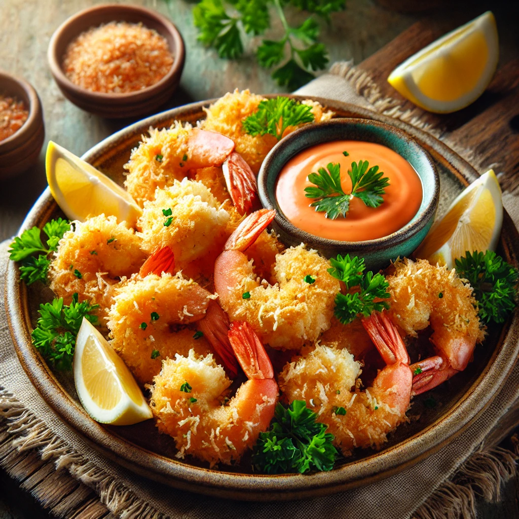 Golden Coconut Shrimp with Orange Sauce
