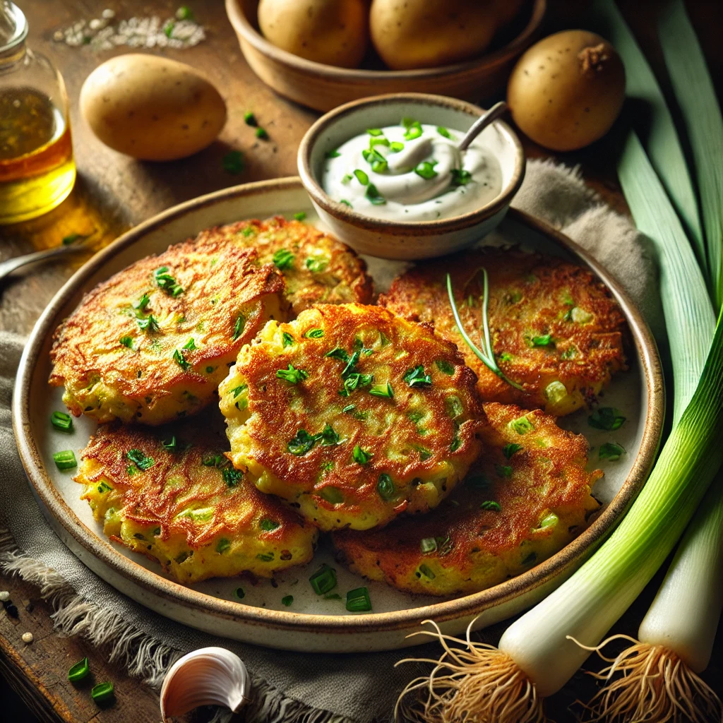 Kosher Leek-and-Potato Fritters Recipe