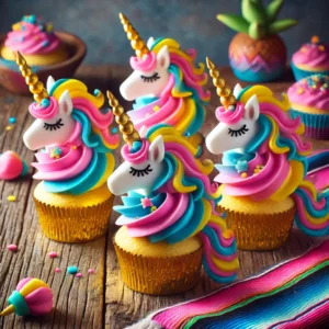 Mythical Unicorn Cupcakes with a Golden Twist