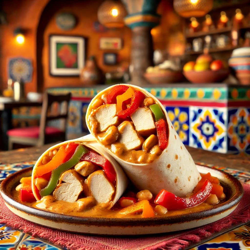 Nutty Chicken Wraps with Bell Pepper Crunch