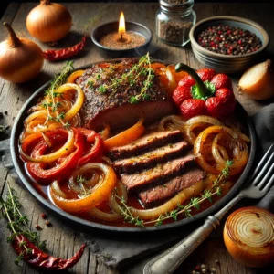 Onion- and Pepper-Braised Brisket