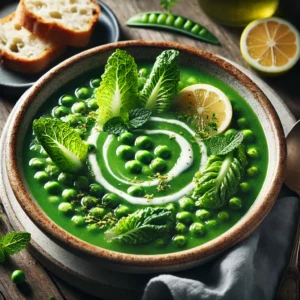 Pea, lettuce & lemon soup