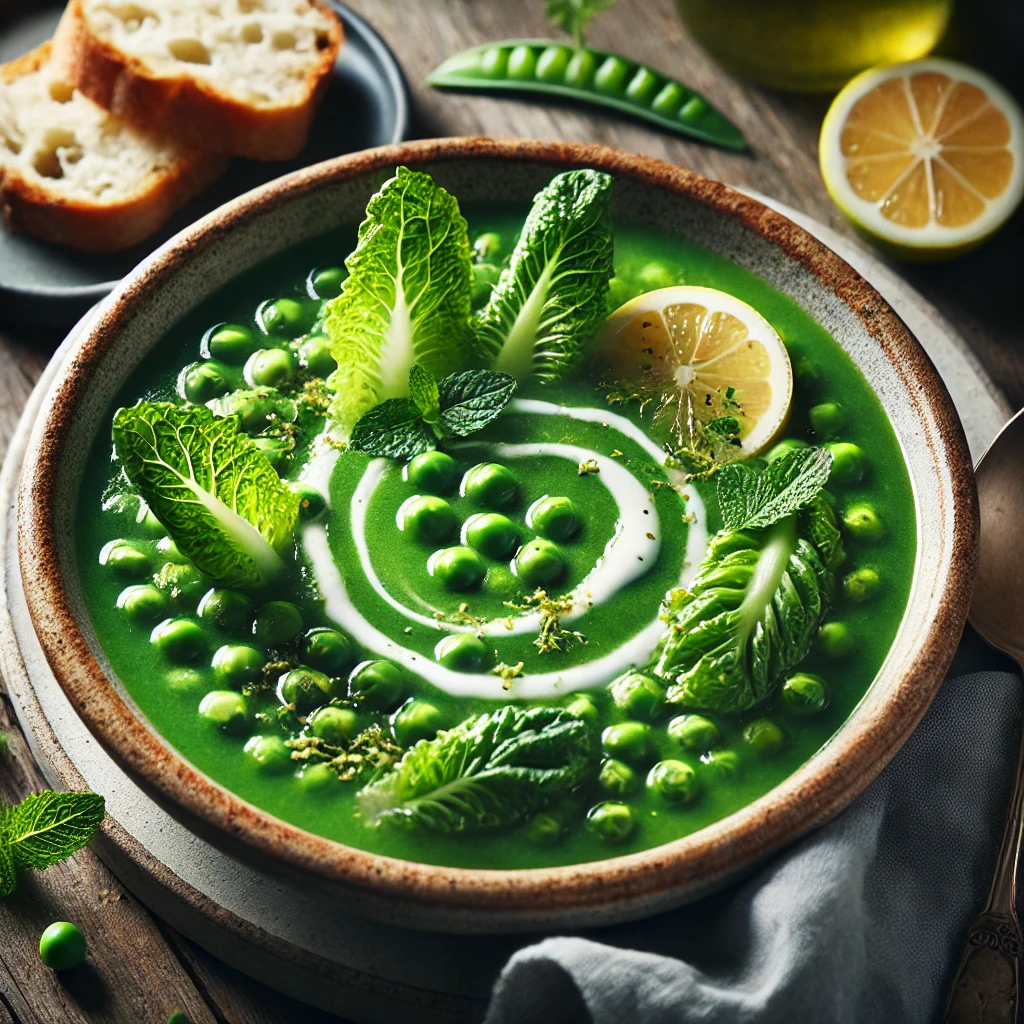Pea, lettuce & lemon soup
