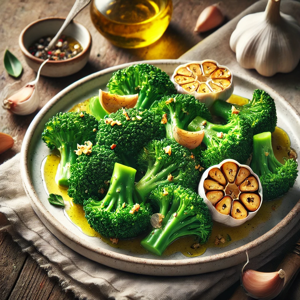 Roasted Garlic Steamed Broccoli