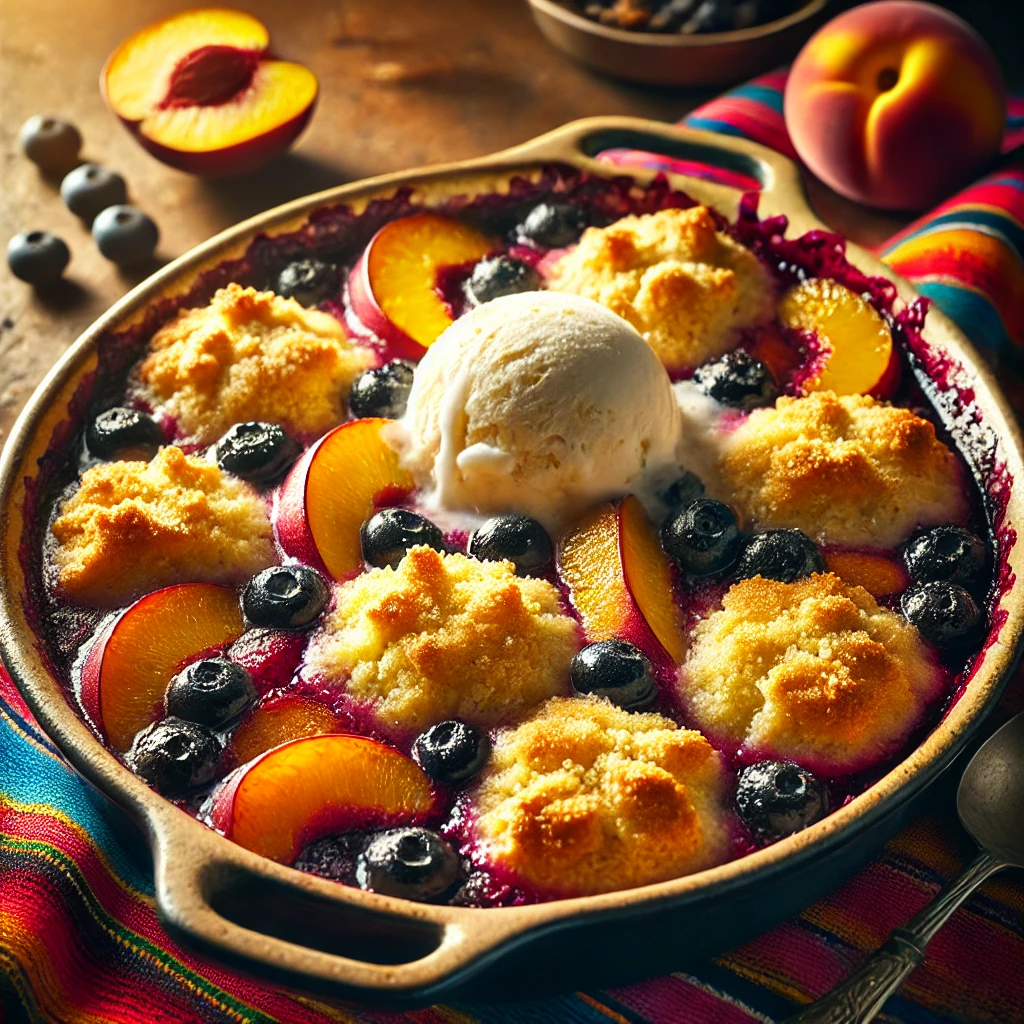 Stripper's Delight Peach-Blueberry Cobbler